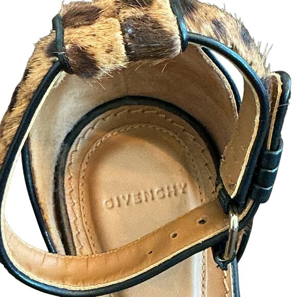 New GIVENCHY Nadia Leopard Sandals Pony Hair Ankle Strap Stiletto Heels Size 39 - Picture 2 of 16